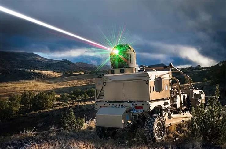 Military truck with a high energy laser